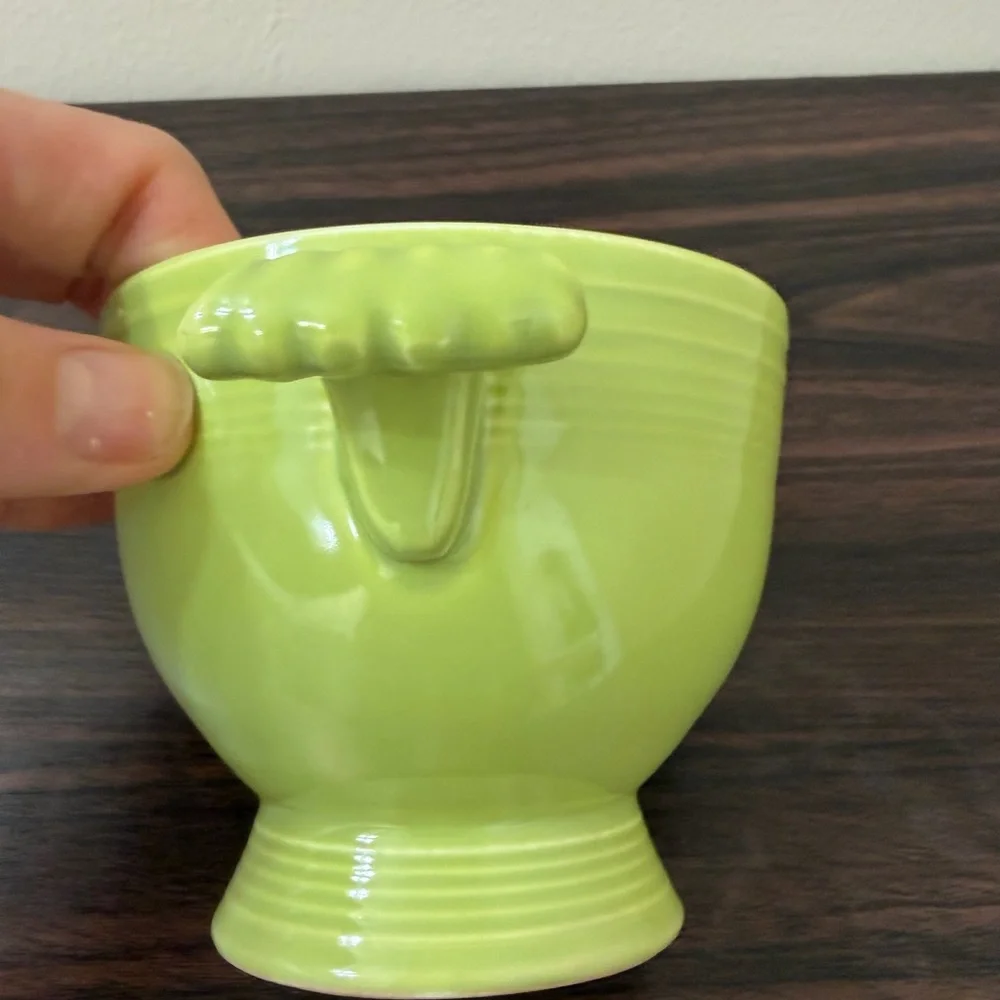 Vintage Fiesta Chartreuse Pedestal Compote Bowl w/ Handles HLC USA